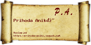 Prihoda Anikó névjegykártya